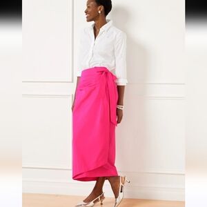 Talbots Taffeta Draped Maxi Skirt — Bright Pink — Size 8 — Like New